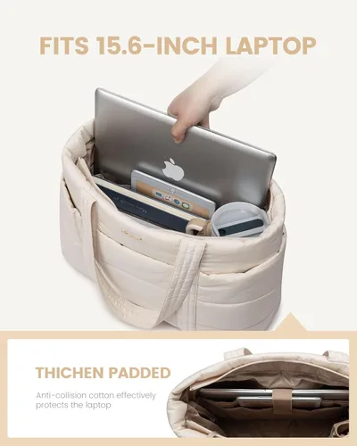 Miniatura 6 de LOVEVOOK: bolsa de mano para mujer, bolsa de trabajo grande acolchada para laptop, bolsa de viaje ligera con cremallera, regalos para mujer