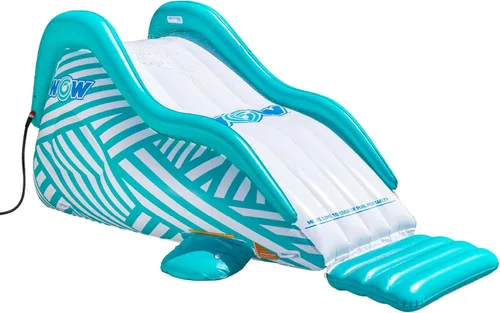 Wow Sports Wiggler - Tobogán inflable para rociadores, color blanco y verde azulado, accesorio para manguera de jardín, para fiestas en el patio