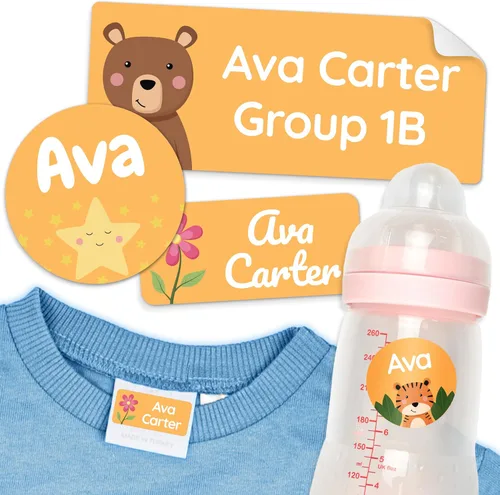 Miniatura 15 de Etiquetas de nombre personalizadas para la guardería para niños verdes [50 piezas] - Adhesivos de nombre resistentes al agua para la escuela
