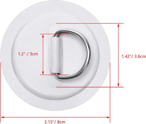 Miniatura 2 de TOBWOLF 6 Pack Stainless Steel D-Ring Patch for Inflatable Boat Kayak Dinghy SUP, D-Ring PVC Patch Stand-Up Paddleboard Canoe Rafting Accessories