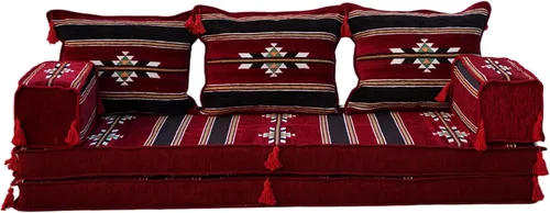 Miniatura 43 de Sofá de piso modular hecho a mano arabicsofa – Asiento oriental Majlis con cojines de respaldo