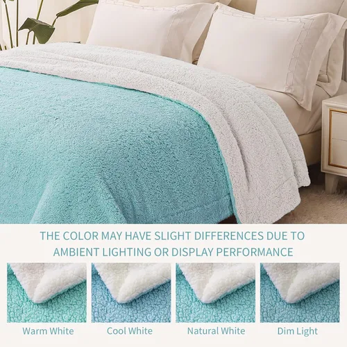 Miniatura 5 de Exclusivo Mezcla Manta reversible Sherpa para sofá, manta de forro polar gruesa y cálida para invierno, suave felpa esponjosa, 50 x 60 pulgadas