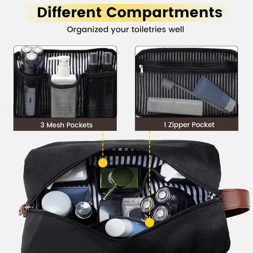 Miniatura 3 de Vorspack Neceser para hombre – Bolsa de viaje resistente al agua para artículos de tocador, accesorios, artículos esenciales de viaje, regalos, Negro