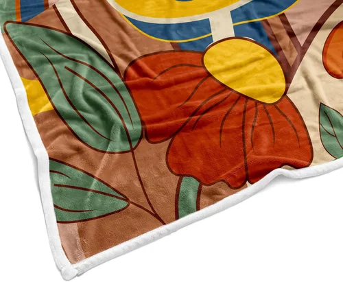 Miniatura 5 de Manta retro de los años 70 con diseño de hongos florales de mediados de siglo, manta de franela suave, ligera, regalos de felpa para mujeres