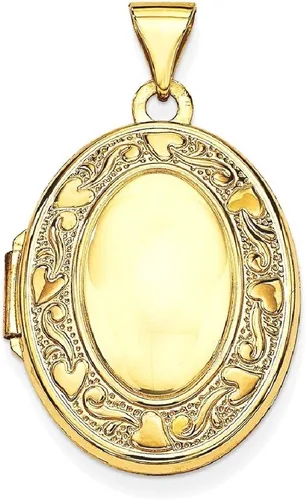 Miniatura 9 de Colgante portafotos IceCarats de oro amarillo de 14quilates, ovalado, para mujer, para fotos, como regalo de San Valentín