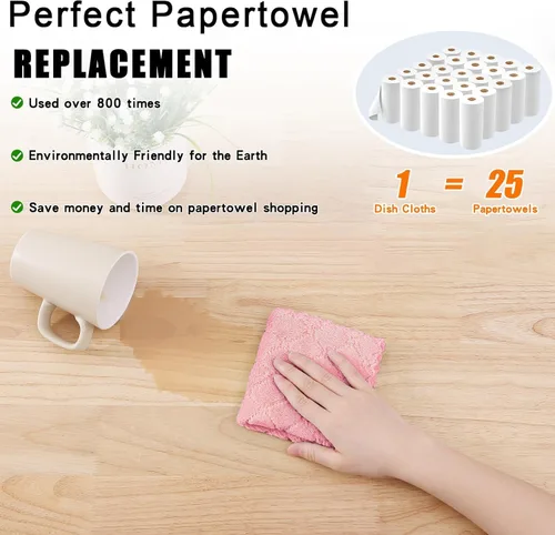 Miniatura 8 de Homaxy - Paquete de 12 trapos de cocina (10 x 10 pulgadas, rosado), de terciopelo coral, supersuaves y absorbentes, de secado rápido, paño