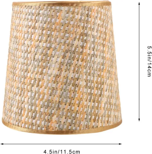 Miniatura 3 de VOSAREA Pantalla de lámpara pequeña de ratán tejida para lámparas de mesa y luz de pie con clip en tela de tela, pantallas de lámpara de lámpara