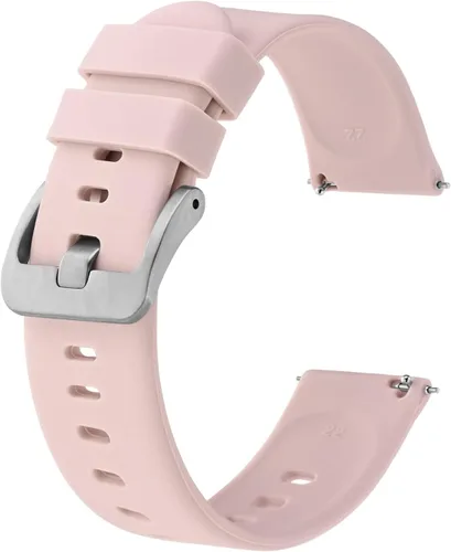 Miniatura 92 de BISONSTRAP Correas de reloj de silicona, correas de reloj delgadas con liberación rápida, 0.787 in, negro con hebilla negra
