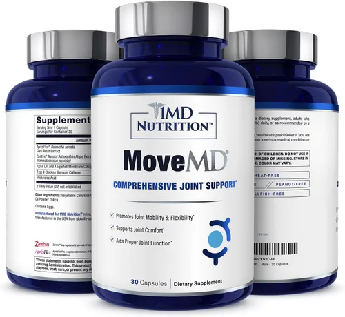 1MD Nutrition MoveMD - Suplemento de salud para molestias y apoyo articulares. Nuestras píldoras de colágeno están hábilmente formuladas para
