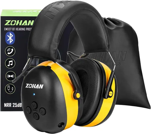 Miniatura 8 de ZOHAN 037 Auriculares de protección auditiva Bluetooth con batería recargable de 1500 mAh, NRR 25dB reducción de ruido orejeras con 40 horas
