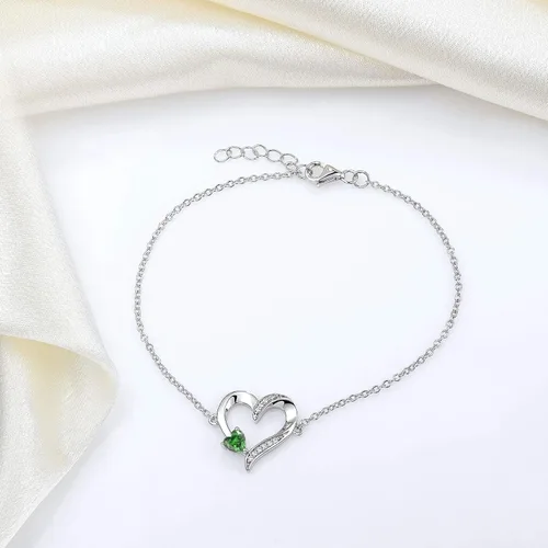 Miniatura 4 de YL Pulseras de corazón de plata de ley 925, regalo de joyería para mujeres y madres, 17 + 1.2in