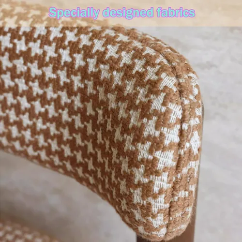 Miniatura 4 de Silla de cocina tapizada de lino, sillas de comedor retro con patas de madera, silla de asientos acolchados para comedor, dormitorio, sala de estar