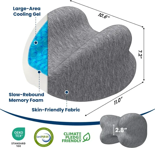 Miniatura 5 de Almohada de rodilla para personas que duermen de lado, almohada de espuma viscoelástica de gel refrescante para dormir de lado, en forma de corazón
