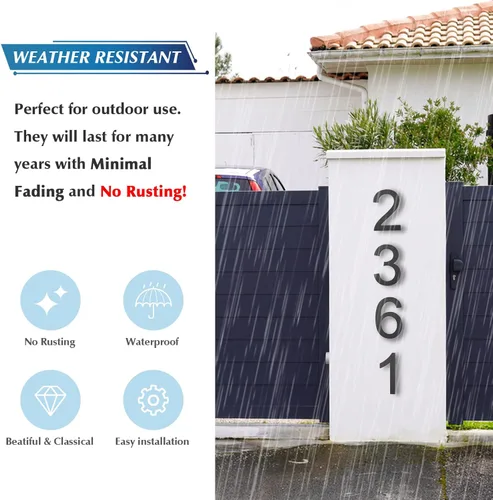 Miniatura 4 de DEWEL Números de Casa Flotantes Grandes de 8 Pulgadas para Exterior, Números de Dirección de Casa Modernos Negros para Decoración de Señalización