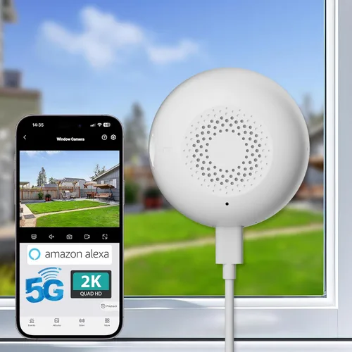Cámara de ventana 2K, cámara domo WiFi 5G y 2.4GHz para interiores para seguridad en el hogar con visión nocturna a todo color, detección humana/de