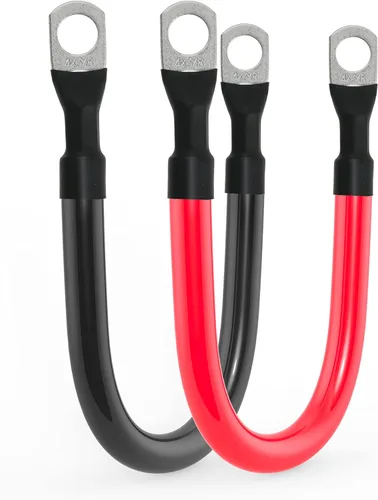 Miniatura 14 de Cable de batería 4 AWG calibre 4AWG de cobre puro con terminales de 3/8 pulgadas en ambos extremos, juego de cables para inversor de energía