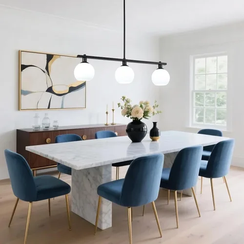 Miniatura 3 de Iluminación de isla de cocina, 3 luces, lámparas colgantes lineales con pantallas de vidrio de leche, candelabros negros de granja para comedor