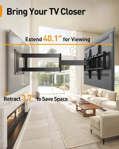 Miniatura 3 de Perlegear PGXLF02 - Soporte de pared de brazo largo y movimiento completo para TV de 42 a 97 pulgadas hasta 68 kg, soporte de TV preensamblado