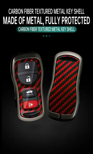 Miniatura 3 de ontto Funda para llave de automóvil Nissan 2002 en adelante, diseño de carbono, antiarañazos, para Infiniti FX35, FX45, QX4, color negro