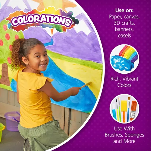 Miniatura 4 de Colorations Pintura de témpera simple sin parabenos para niños, juego de 11 galones, pintura vibrante para póster y aula, fabricada en Estados