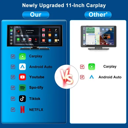 Miniatura 3 de Pantalla inalámbrica Carplay mejorada de 9 pulgadas para automóvil, aplicaciones integradas Net-Flix YouTube Tiktok, caja mágica de IA portátil
