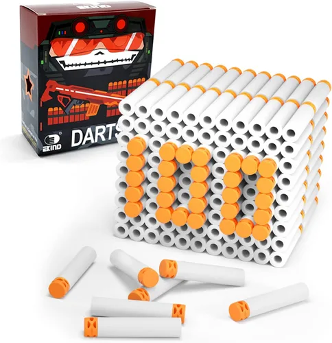 EKIND 100 piezas de 2,83 pulgadas diseño hueco TPR dardos de cabeza suave rellenos de espuma tipo bala para armas Nerf N-strike Elite, 100, Blanco