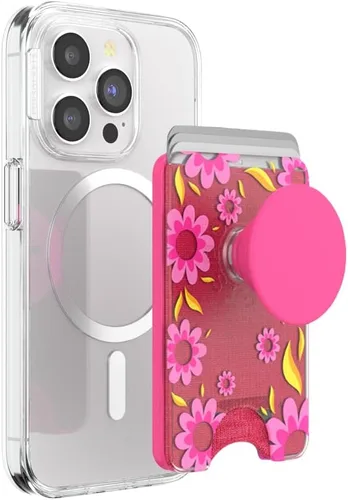 Miniatura 8 de Cartera para teléfono PopSockets con soporte expandible, tarjetero para teléfono - Nubes rosas Rosa (Pink Clouds)
