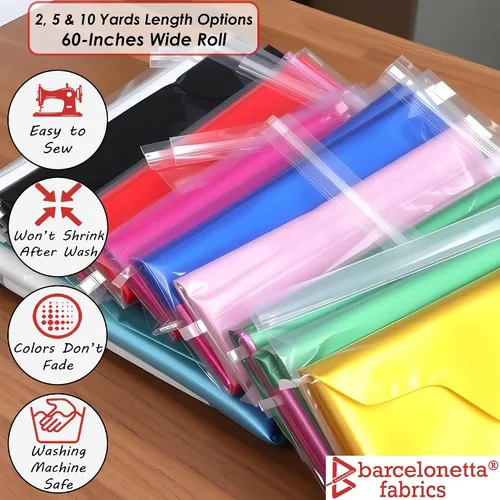Miniatura 3 de Tela satinada Decoración y costura Brillante y lujoso Rollo de 60 pulgadas de ancho Brillante metálico Tapicería, forro, cortinas