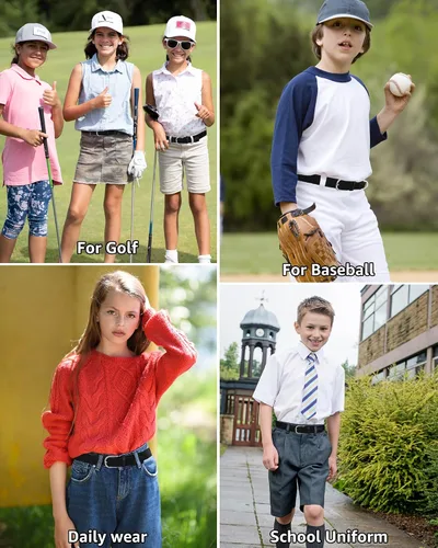 Miniatura 26 de AWAYTR Cinturón trenzado elástico para niños, cinturón de béisbol de golf elástico con hebilla de pasador negro para niños y niñas de 4 a 12 años