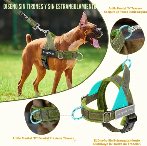 Miniatura 2 de Arnés para perro SlowTon sin tirones - Juego de arnés y correa para perros resistentes para perros medianos y grandes, arnés táctico reflectante