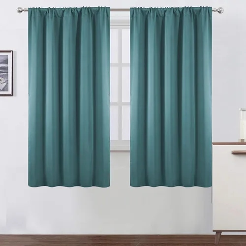 Miniatura 51 de LEMOMO Cortinas opacas negras para cocina, 42 x 45 pulgadas, juego de 2 paneles de cortinas opacas con bolsillo para cortinero para ventana pequeña