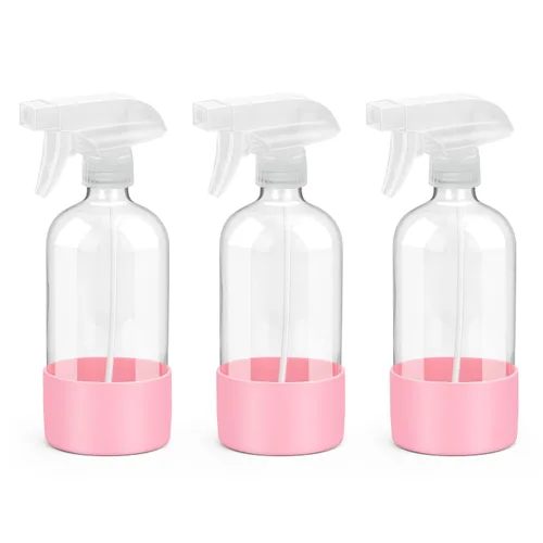 Miniatura 13 de Rionisor Botellas de Spray de Vidrio con Protección de Funda de Silicona, Recipientes Vacíos Recargables de 16 oz, Botellas de Spray Reutilizables