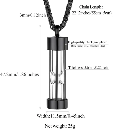 Miniatura 266 de FindChic Collares personalizados con urna para cenizas, barra vertical, gato, luna, reloj de arena, garra de perro, acero inoxidable, chapado en oro