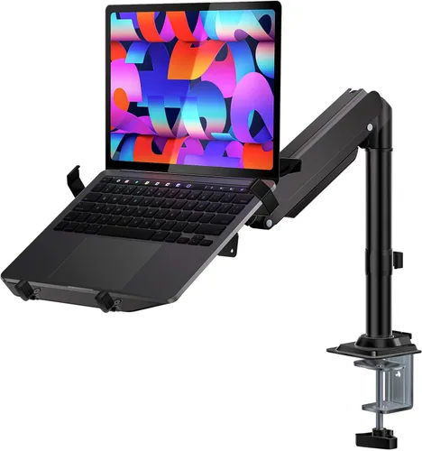 Miniatura 9 de WALI Soporte de pared para laptop, brazo de laptop totalmente ajustable para portátiles de 10 a 17 pulgadas, soporte de pared para monitor 2 en 1
