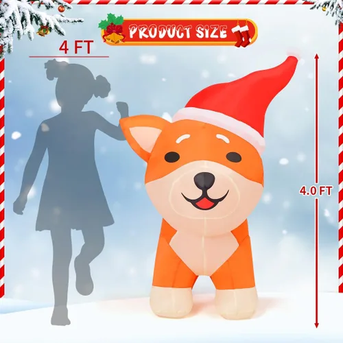 Miniatura 5 de COMIN - Inflables de Navidad de 1.2 m para decoración al aire libre, perro inflable con luces LED integradas para Navidad, decoración de patio