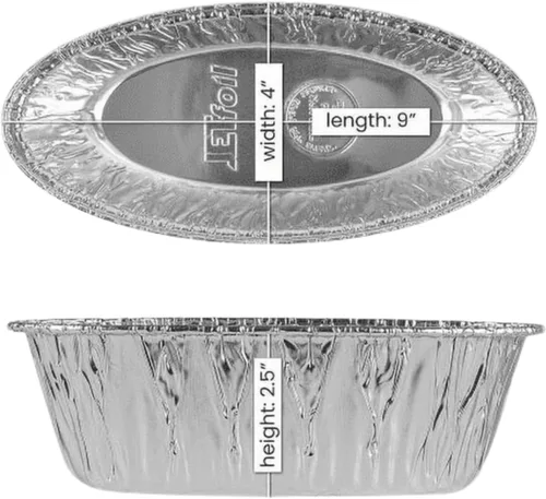 Miniatura 2 de JetFoil Moldes ovalados desechables de aluminio para pan, 2 libras, moldes desechables de papel de aluminio para hornear pasteles, recipientes