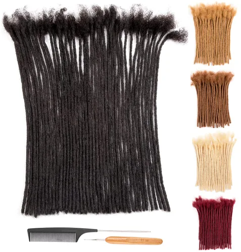 Miniatura 9 de DAIXI 0.2cm y 0.4cm y 0.6cm y 0.8cm de grosor 4-18 pulgadas 10 hebras extensiones de rastas de cabello humano 100% real para hombres/mujeres