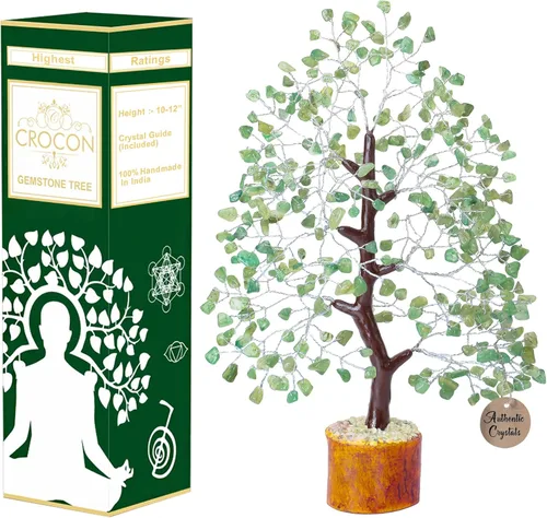 Miniatura 35 de Crocon Árbol de la vida de cristal de cuarzo transparente, chakra para energía positiva, decoración de Feng Shui, árbol bonsái de dinero con piedras
