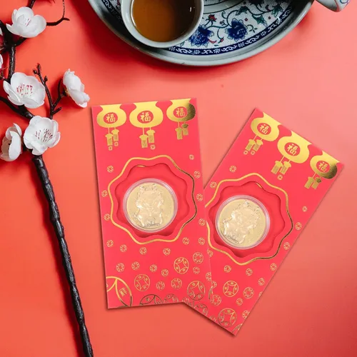 Miniatura 7 de EXCEART Sobre rojo, 10 unidades de paquetes de dinero rojo chino 2024 con moneda dorada, dragón del zodiaco chino, año nuevo, lunar, Hong Bao