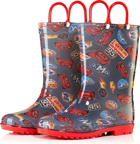 Miniatura 2 de Disney Cars Lightening McQueen - Botas de lluvia de PVC para niños asas fáciles de poner color negro para niños pequeños y pequeños