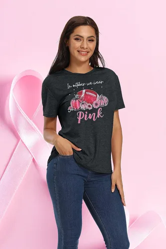 Miniatura 2 de Mujeres en octubre Llevamos camisa rosa Concientización sobre el cáncer de mama Tops Camiseta de fútbol para sobrevivientes de cáncer de mama
