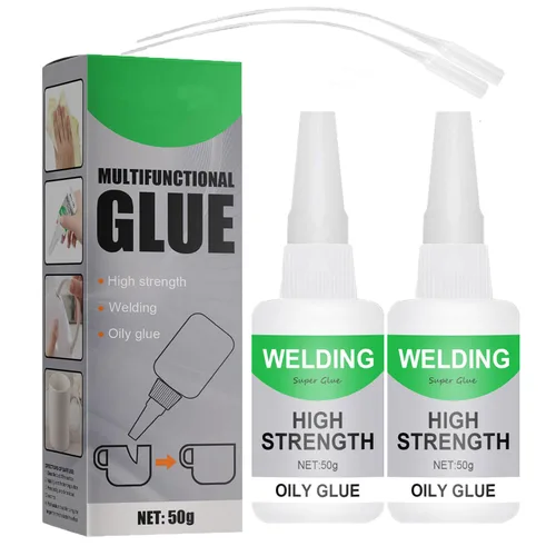 Paquete de 2 pegamento aceitoso de alta resistencia, multifuncional, reparación rápida, pegamento de soldadura instantánea para metal, plástico,