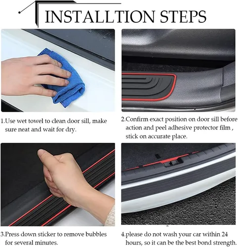 Miniatura 6 de Protector de Parachoques Trasero de Automóvil, Accesorio Universal de Goma Resistente a Rayones con Protectores de Entrada de Puerta del Maletero