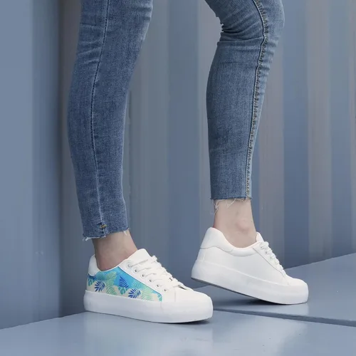 Miniatura 6 de JABASIC Zapatos deportivos de plataforma con cordones y estampado floral para mujer