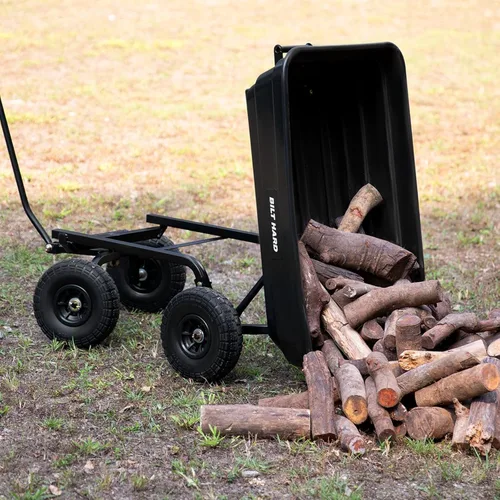 Miniatura 4 de BILT HARD Carro de basura de jardín de polietileno 272 kg con neumáticos sin riesgo de pinchazos, liberación rápida, 0,11 m³, carro de basura