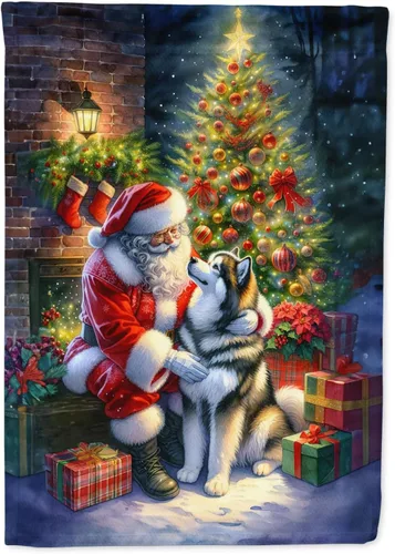 Miniatura 67 de Caroline's Treasures DAC4159CHF - Bandera de casa de Husky siberiano y Papá Noel para porche, grande, para colgar en la pared, poliéster