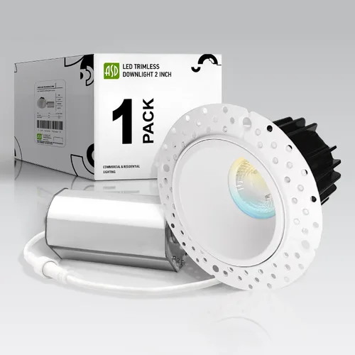 Miniatura 28 de ASD Luces LED empotrables sin moldura de 1 pulgada, 7W 120V Triac redondas para uso comercial, iluminación regulable sin lata para techo con caja