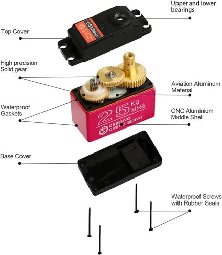 Miniatura 4 de Paquete de 55.1 lbs Servo Digital de alto par de torsión completo engranaje de metal impermeable para RC Car Crawler Robot Control ángulo 180°