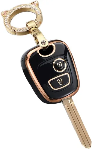 Miniatura 9 de SANRILY Funda para llavero de TPU con borde dorado de 2 botones para Peugeot 206 107 207 307/Citroen C1 C2 C3 C4 Picasso para Toyota Aygo Accesorios