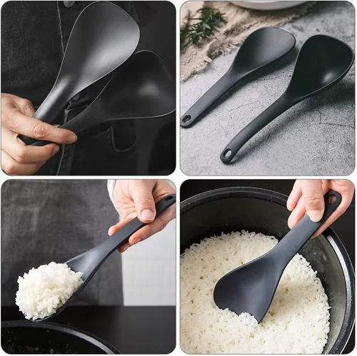 Miniatura 5 de DOITOOL Juego de paletas de arroz antiadherentes y cucharas de sopa hechas de material de polipropileno. Utensilios grandes para servir con asas